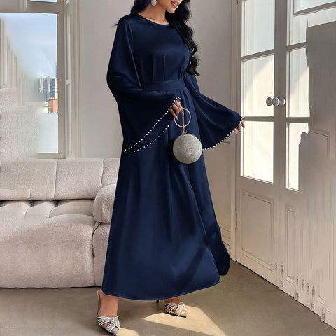 Women's Pearl Cuff A-Line Gown with Long Sleeves