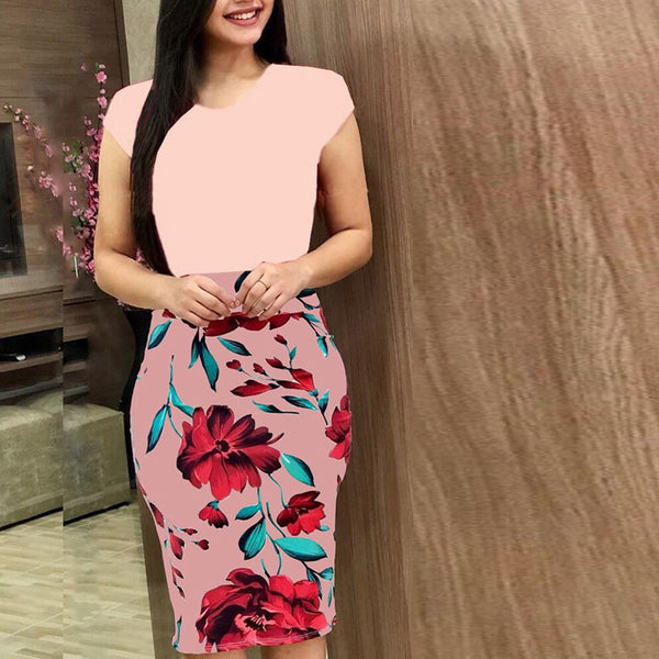 Printed Midi Pencil Dress Large Women Dress