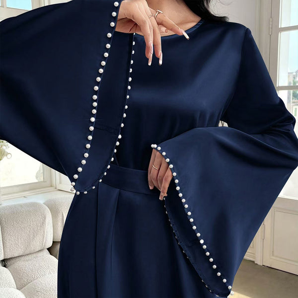 Women's Pearl Cuff A-Line Gown with Long Sleeves
