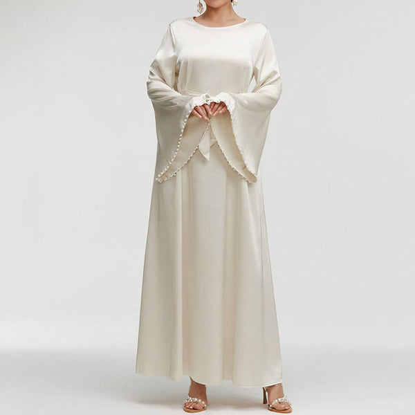 Women's Pearl Cuff A-Line Gown with Long Sleeves