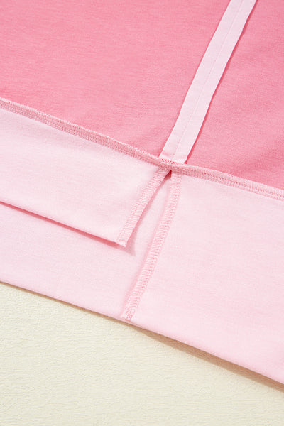 Peach Blossom Two Tones Patchwork Half Sleeve Plus Size T Shirt
