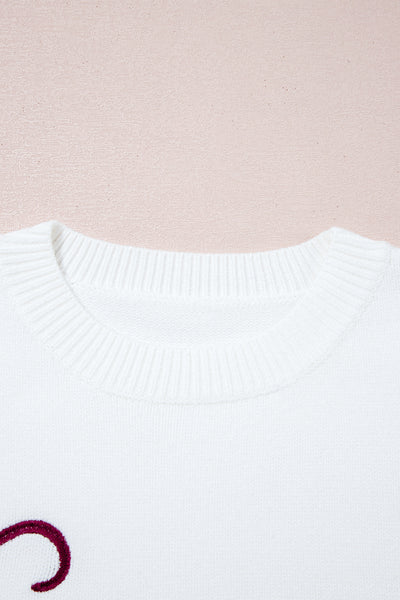 White See You Cowboy Embroidered Western Graphic Sweater