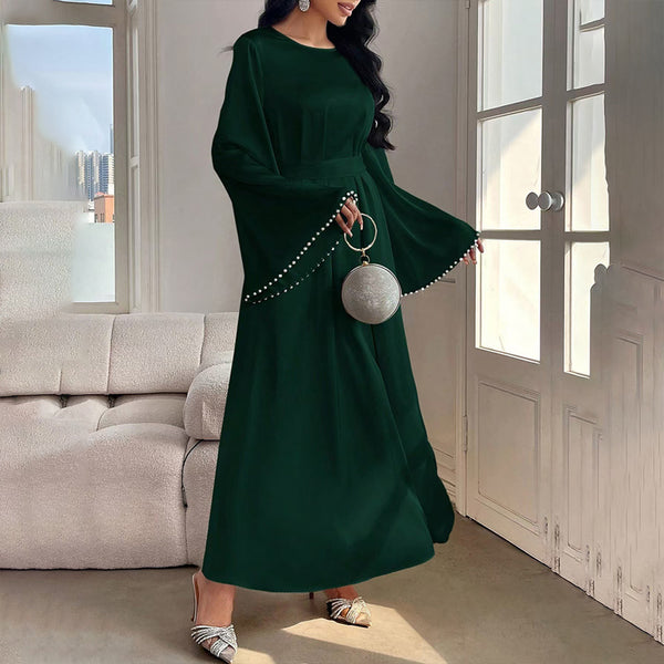 Women's Pearl Cuff A-Line Gown with Long Sleeves