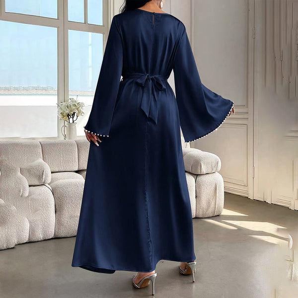 Women's Pearl Cuff A-Line Gown with Long Sleeves