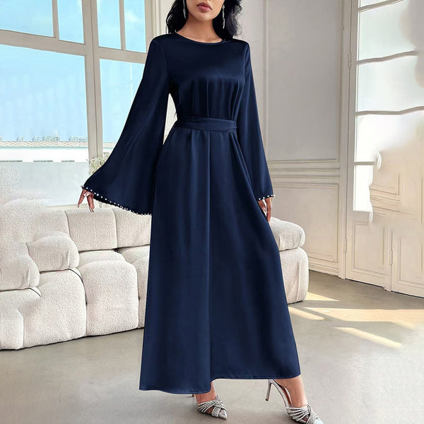 Women's Pearl Cuff A-Line Gown with Long Sleeves