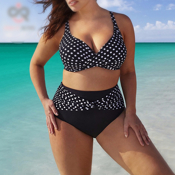 Lagoon Sexy Black Dots High Waist Bikini Set