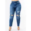 Plus High Waist Distressed Skinny Jeans