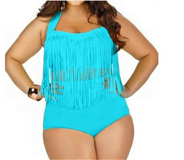 Fringed High Waisted Underwire Push Up Bikini Set Size L - 5XL