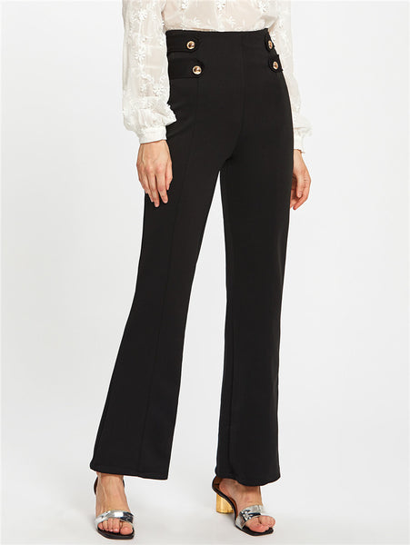 Button Loose High Waist Wide Leg Trousers Size S - XL