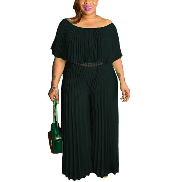 Pleated Batwing Sleeve High Waist Jumpsuits