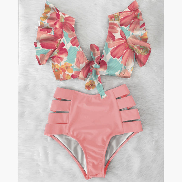 High Waist Ruffle Bikini Set S - XL