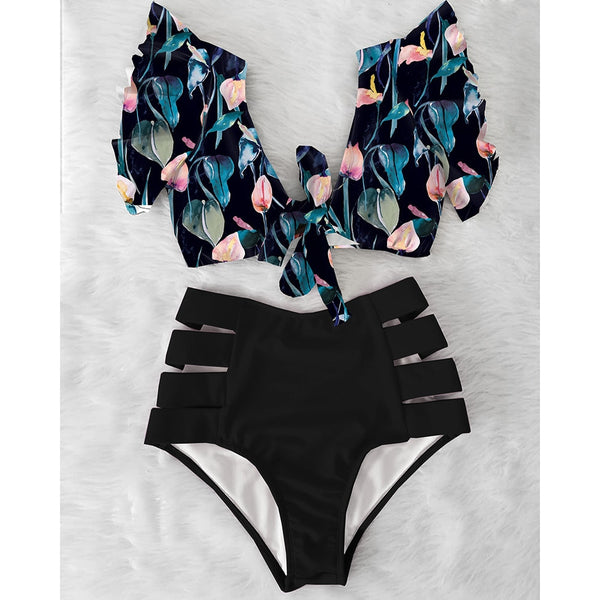 High Waist Ruffle Bikini Set S - XL