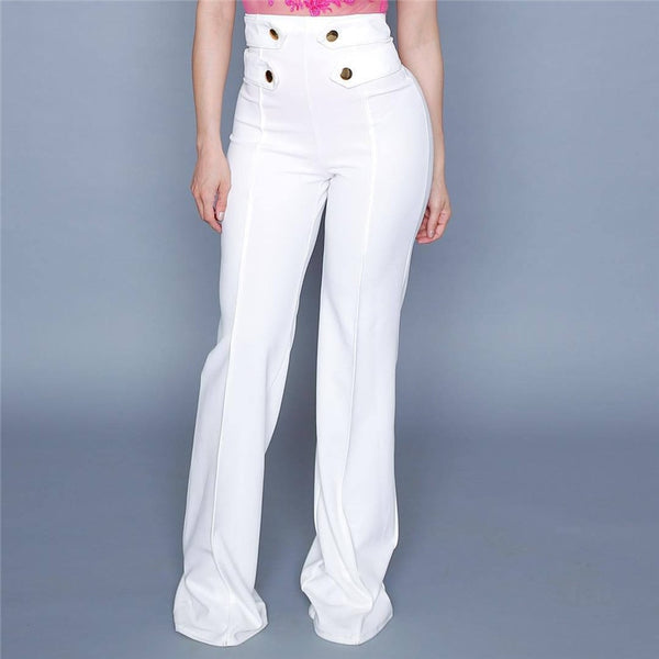 Button Loose High Waist Wide Leg Trousers Size S - XL