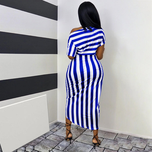 Strapless Striped Slim Long Casual Dress