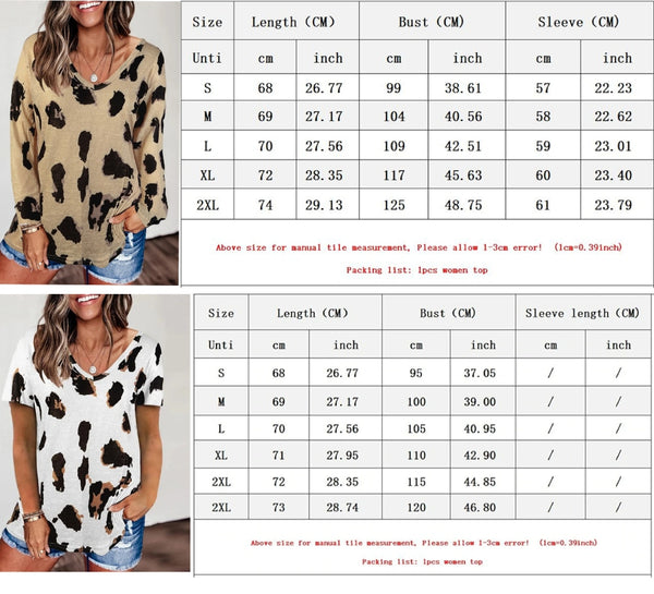 Leopard V Neck Woman Casual Top Size S - XXL