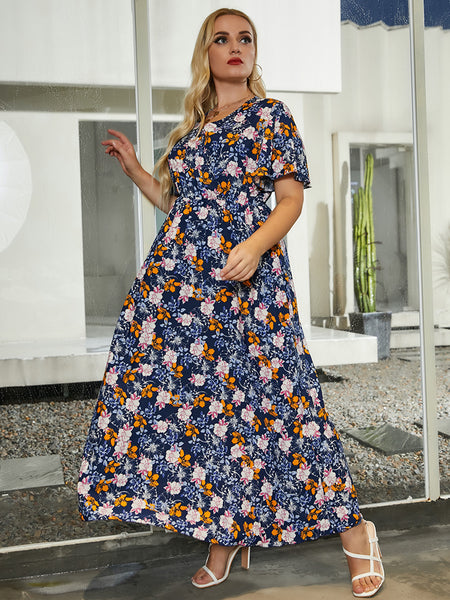 Rough Diva High Waisted Floral Boho Maxi Dress