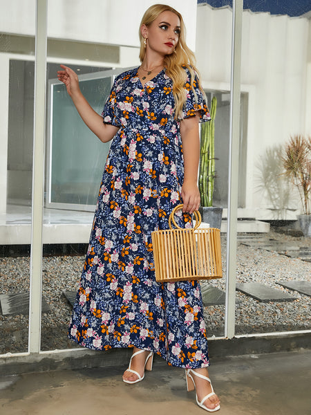 Rough Diva High Waisted Floral Boho Maxi Dress