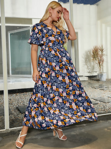 Rough Diva High Waisted Floral Boho Maxi Dress
