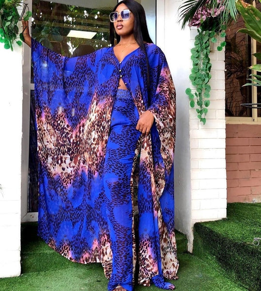 Vibrant Chic: V-Neck Colorful Print 2-Piece Set