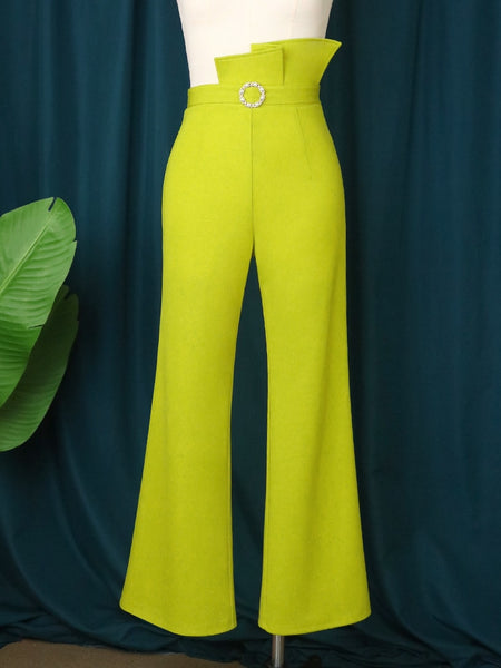 Trendy Pearl Belt High Waist Pants