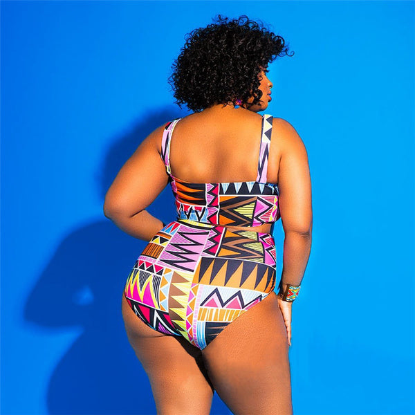 Nebula Geometric Print One Piece Cut Out Swimsuit