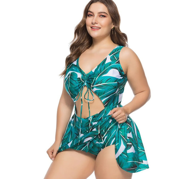 One Piece Print Peak-A-Boo Center Bathing Suit XL - 5XL