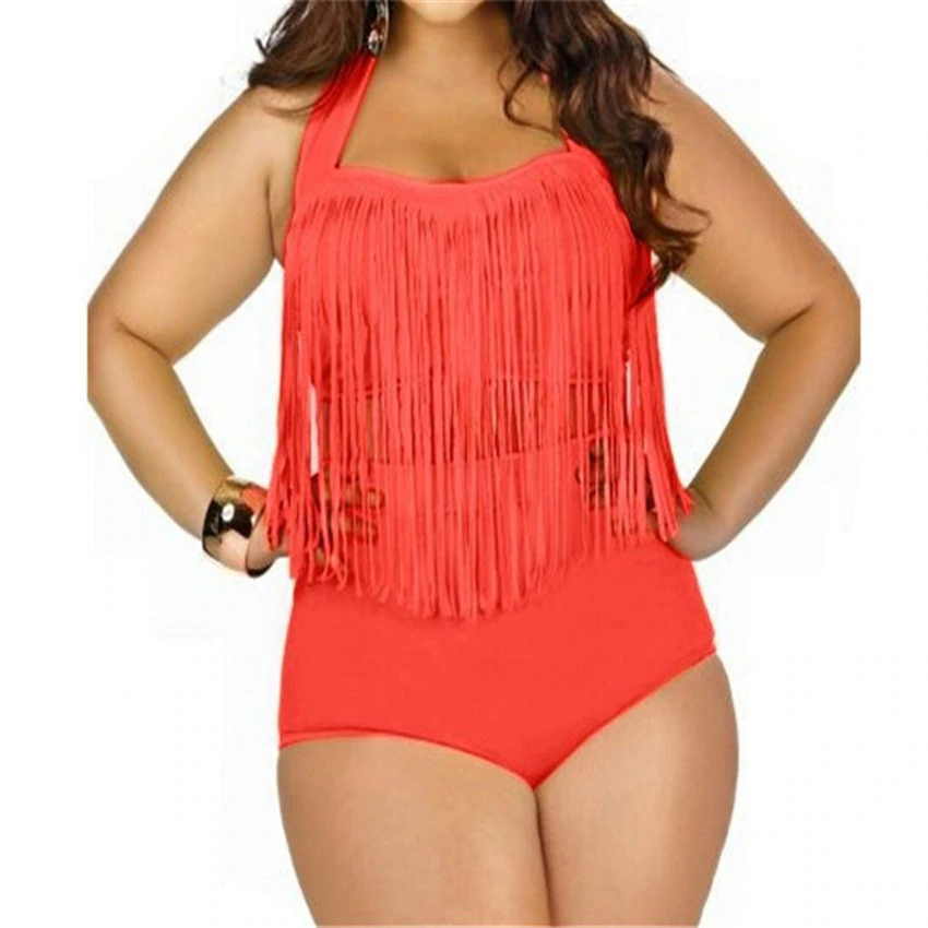 Fringed High Waisted Underwire Push Up Bikini Set Size L - 5XL