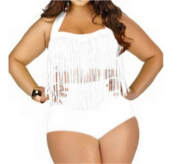 Fringed High Waisted Underwire Push Up Bikini Set Size L - 5XL