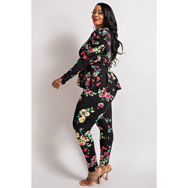 Surplice Peplum Top And Legging Set