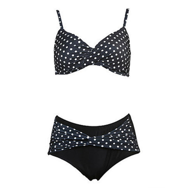 Lagoon Sexy Black Dots High Waist Bikini Set