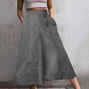 High Waist Work Pants Women Retro Striped Trousers Size S - 5XL