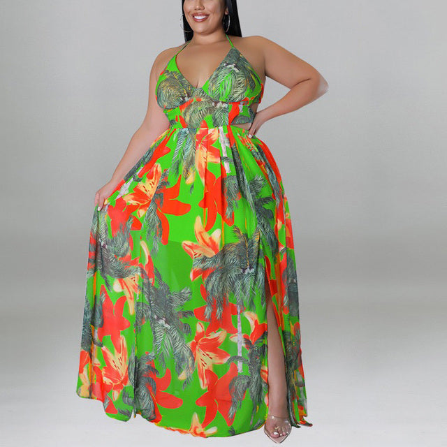 Freesia Backless V Neck Floor Length Dress