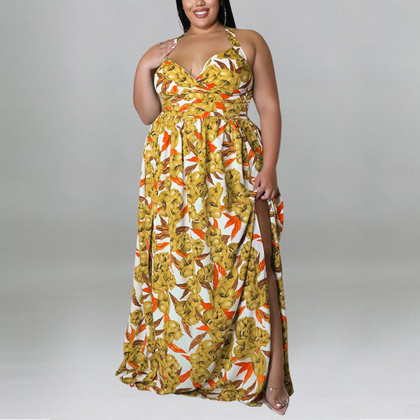 Freesia Backless V Neck Floor Length Dress
