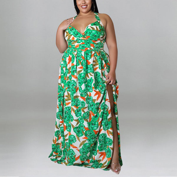 Freesia Backless V Neck Floor Length Dress