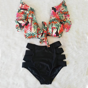 High Waist Ruffle Bikini Set S - XL