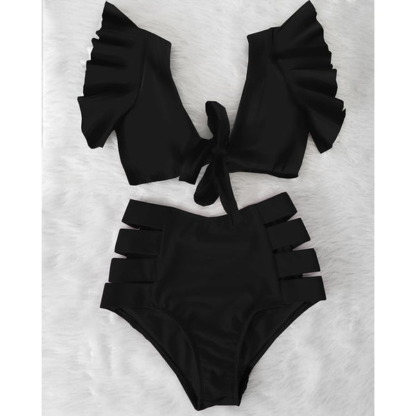 High Waist Ruffle Bikini Set S - XL