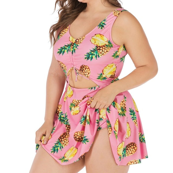 One Piece Print Peak-A-Boo Center Bathing Suit XL - 5XL