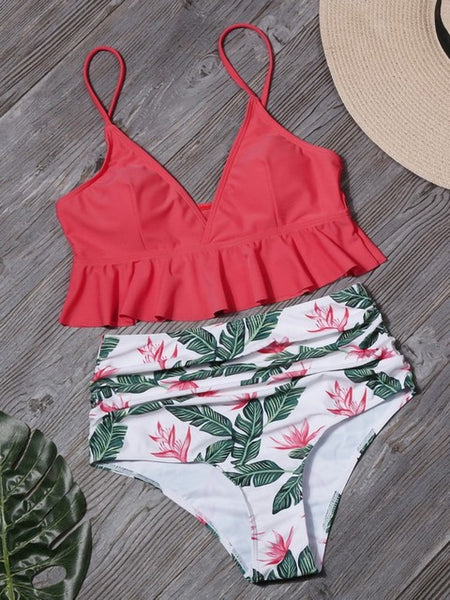 Splash 2 Floral Sexy High Waist Bikini Set