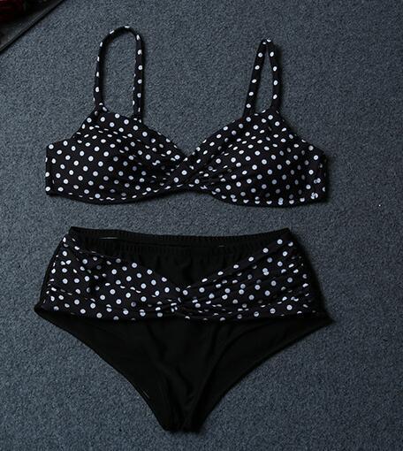 Lagoon Sexy Black Dots High Waist Bikini Set