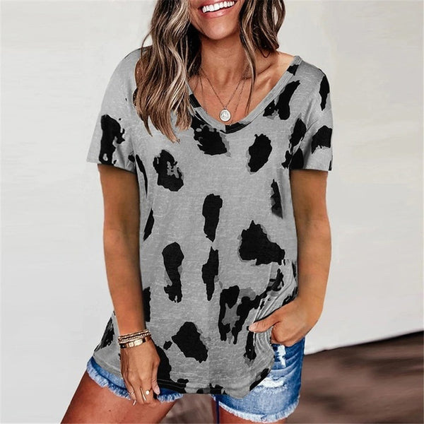 Leopard V Neck Woman Casual Top Size S - XXL