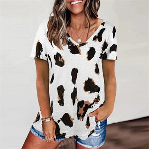 Leopard V Neck Woman Casual Top Size S - XXL